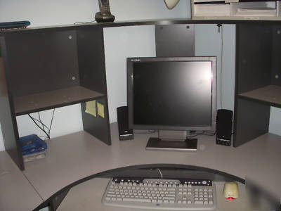 Office computer wood furniture corner table shelves 