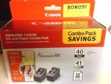 Genuine canon ink and paper combo pack: pg-40 cl-41 