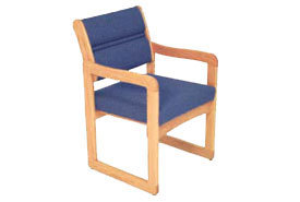 Single chair with arms light oak blue fabric