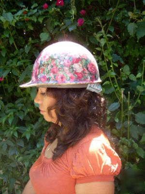 Unique lady's hard hat hardhat roses ooak protect head