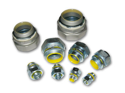 Various sizes of set screw and compression connectors