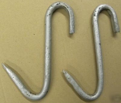 2 old heavy meat hooks, butchering deer, venison, beef