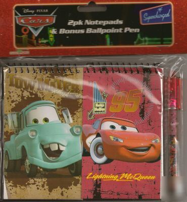 Cars (the movie) note pads set OF2 w/ pen 60 sheets ea