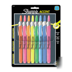 Highlighter-retractable, 8-color set, assorted SAN28101