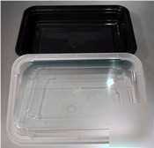 VersatainerÂ® black rectangular food container with lid