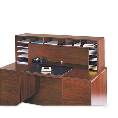 Wood desktop organizer, single shelf, 3 sections cherry