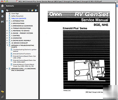 Onan bge nhe bgel nhel pts service manual -45- manuals