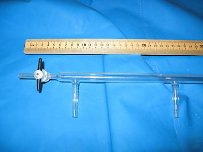 3 foot long, glass vacuum manifold, 6 ports,2 stopcocks