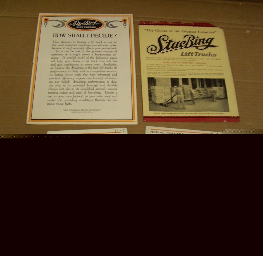 Stuebing 1930's lift trucks sales brochure lot