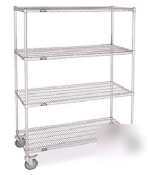 Zinc plated mobile starter wire shelving unit