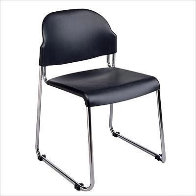 2 stack chair black plastic back chrome frame black