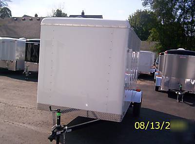 2010 6X12 haulin trailer side door, rear ramp, white