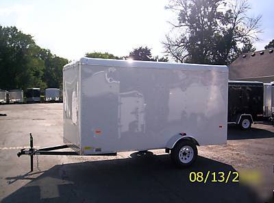 2010 6X12 haulin trailer side door, rear ramp, white