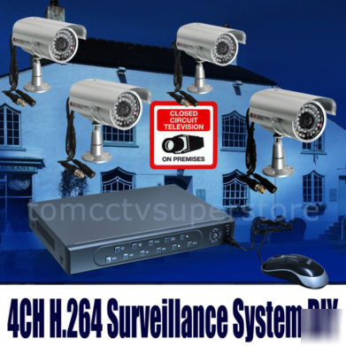 Home security diy kit h.264 4CH net dvr ccd d/n camera