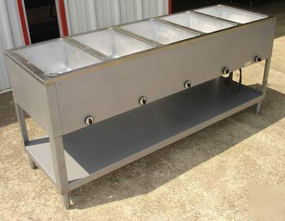 Used 5-well electric food warming steam table 220-volt