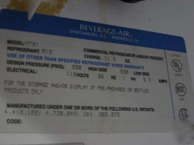 Beverage air 1 glass door upright refrigerator 9040