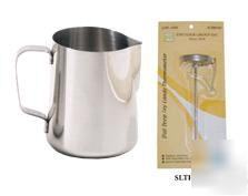 Espresso steam milk frothing pitcher 20OZ & thermometer