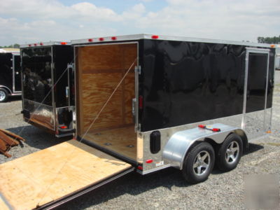 New 7X16 7 x 16 v - nose enclosed cargo trailer ramp 
