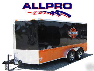 New 7X16 7 x 16 v - nose enclosed cargo trailer ramp 