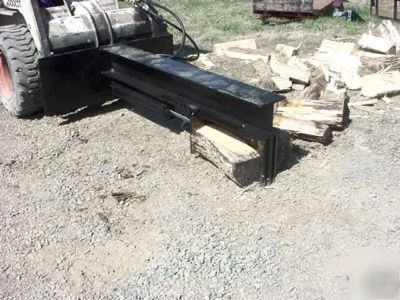 New log wood splitter skid steer attachment tree bobcat 
