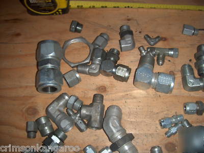 Lot 140 hydraulic fittings hose connector union elbow +