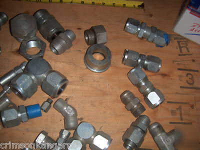 Lot 140 hydraulic fittings hose connector union elbow +