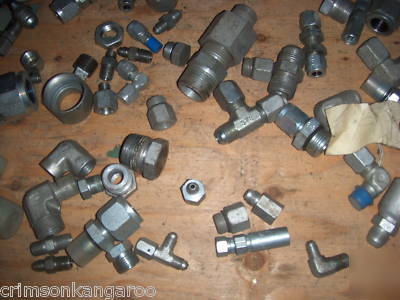 Lot 140 hydraulic fittings hose connector union elbow +