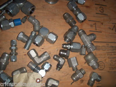 Lot 140 hydraulic fittings hose connector union elbow +