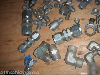 Lot 140 hydraulic fittings hose connector union elbow +