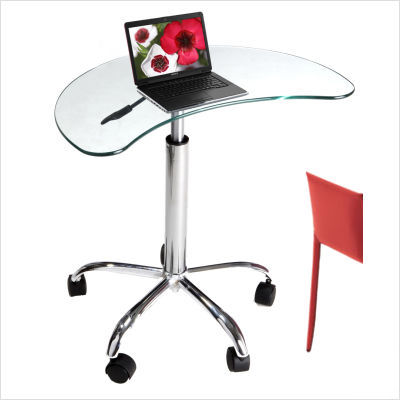Laptop stand with casters in clear glass