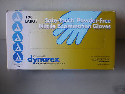 New dynarex powder free nitrile exam gloves box of 100- 