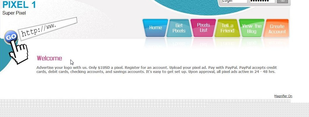 Fabulous million pixel advertising website and domain