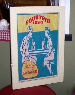 Vintage style diner fountain service sandwich sign