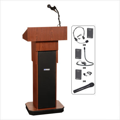 Wireless executive sound column lectern finish: walnut