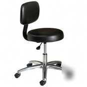 Black medical exam stool with back - HONMTS11EA11