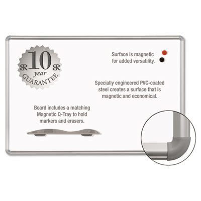 Mange-rite magnetic dry erase board white, silver frame