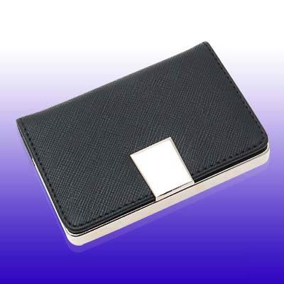 Black leather business card holder credit card case