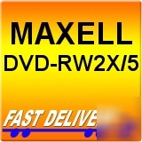 Maxell dvd RW2X 5 rw 2X speed pack rewritable 4.7GB 120