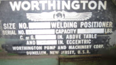 Worthington ransome 500 lb welding positioner