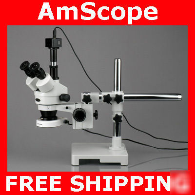 3.5X-90X stereo boom microscope 80 led light 5M camera