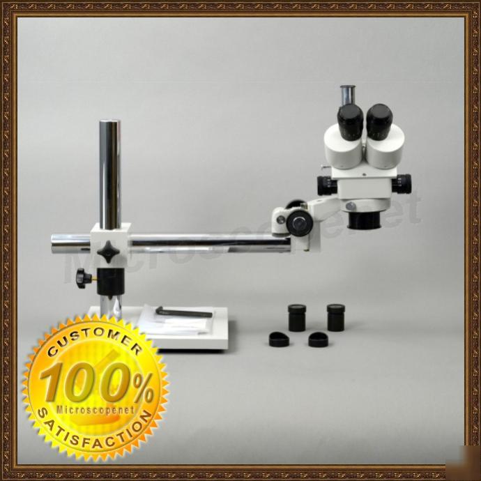 Boom stand trinocular stereo zoom microscope 7X~45X