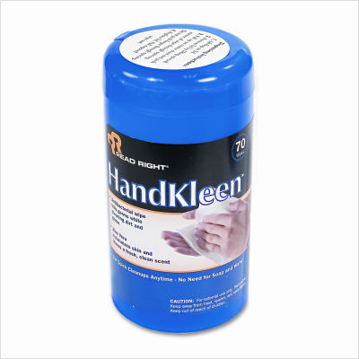 Handkleen premoistened wipes, cloth, 5 .5X6 1/2, 70/tub
