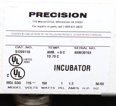 Thelco precision bench top incubator 5DG