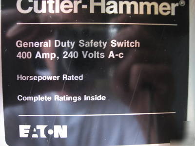 Cutler hammer fused disconnect 400 amp 250V DG325NGK