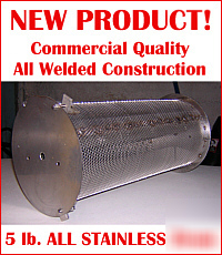 100% stainless steel 5 lb chile pepper roaster bbq drum
