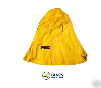 Cotton hood, yellow w/ velcro front, welding
