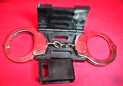 Double lock police hand cuffs handcuffs w/trans. guard