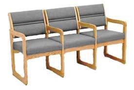 Chair/3 seat with center/end arms medium oak gray