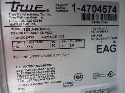 True TSSU48-18M-b sandwich prep table,used,perfect, 