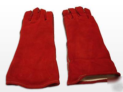 Welding gloves leather - genine leather - elbow length